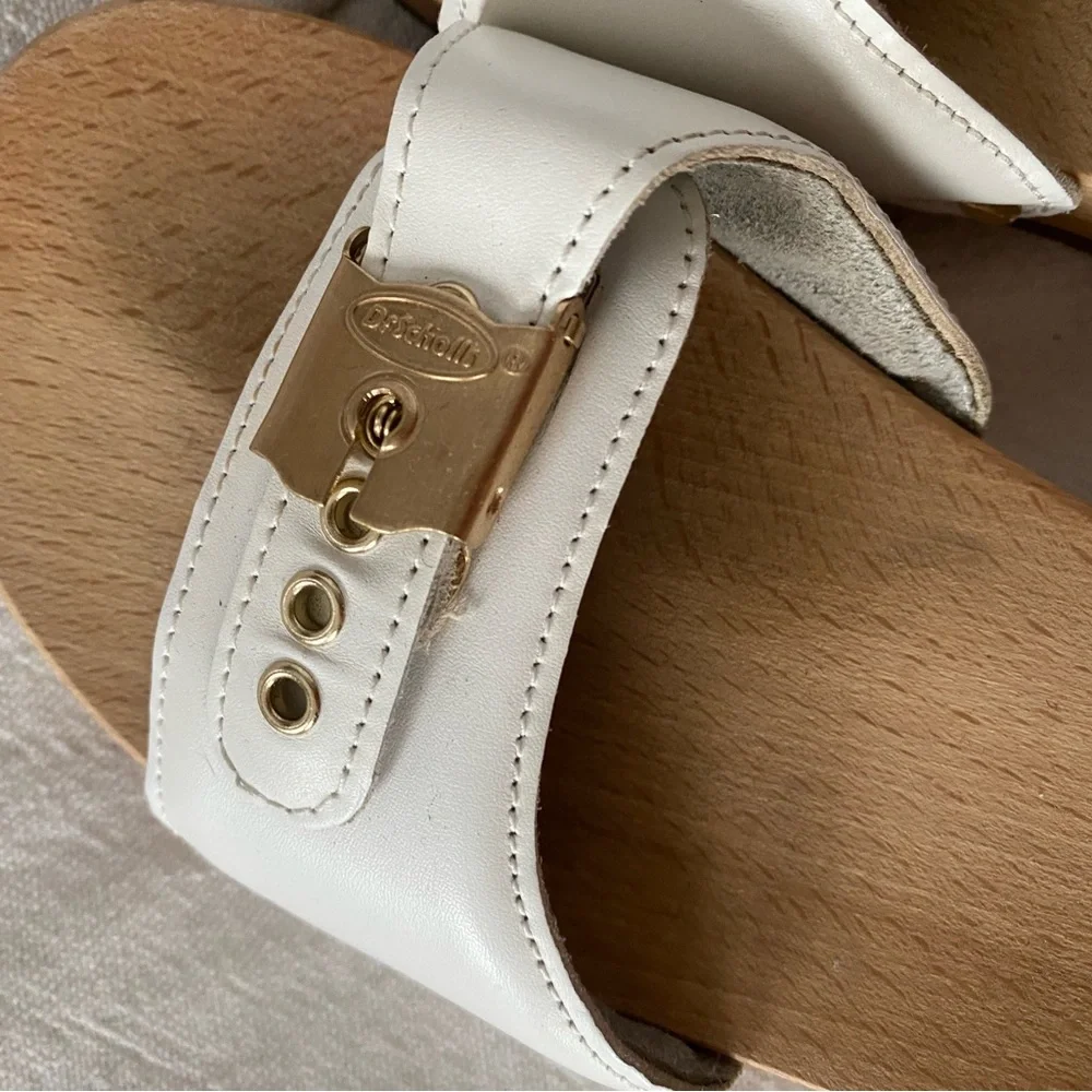 70’s Nostalgia Dr. Scholl's Original Collection White Leather Clogs - Picture 4 of 8